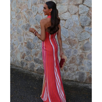 Nora™ - Elegant krydset stribet kjole