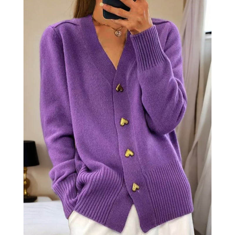 Adele™ | Blød cardigan med hjerteknapper