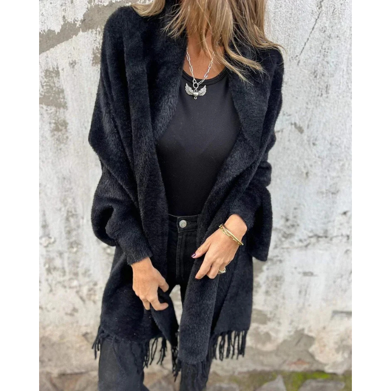 Aurora™ | Afslappet langærmet kappe med frynser