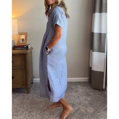Sara™ - Stribet kjole med sidelommer