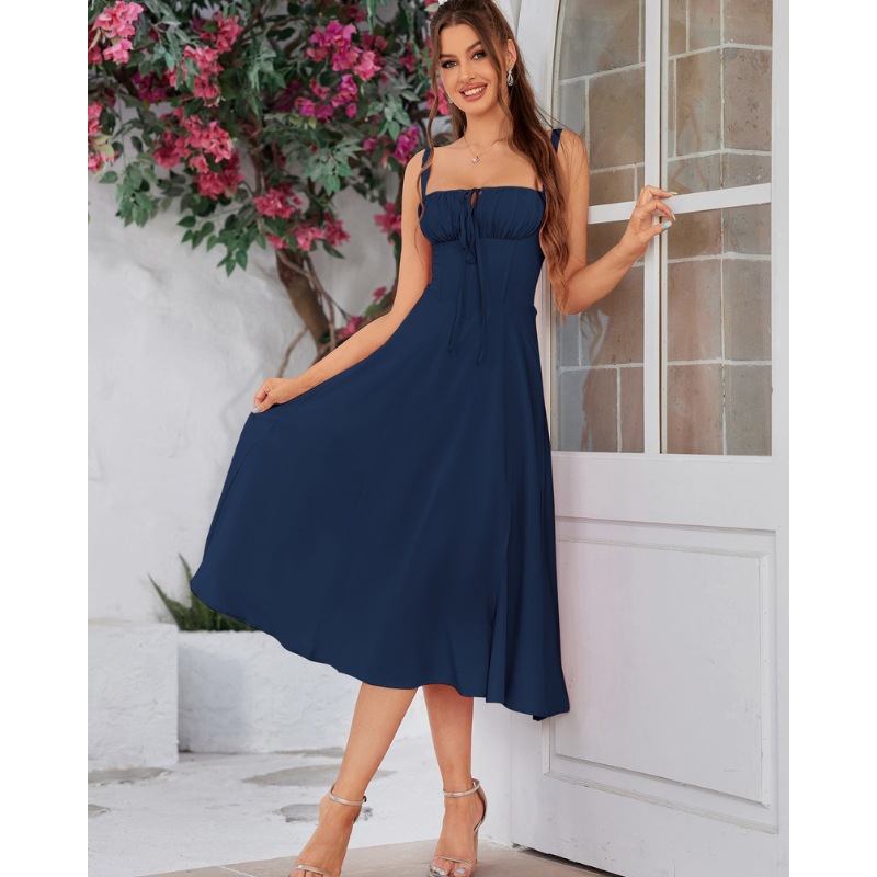 Vela™ - Cami-kjole med rynket bryst og slids i låret