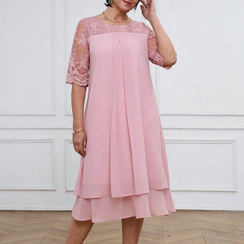 Kjole Moderne og elegant Blonder Midilang ærme