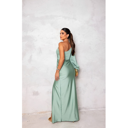 VERA™ - AFTENKJOLE I SATIN MED ÉN SKULDER