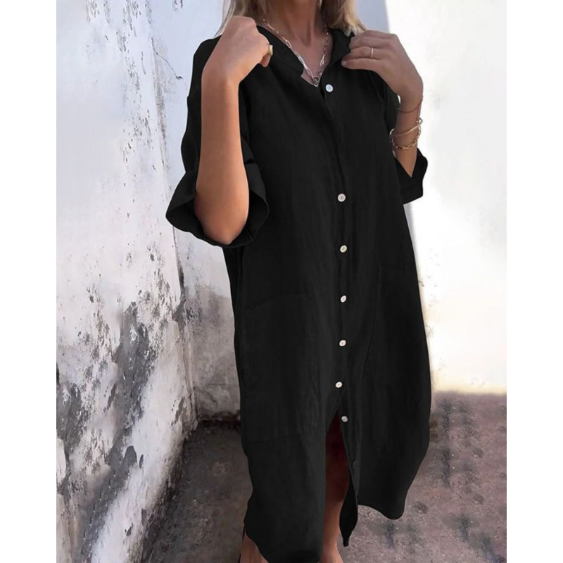 Melanie™ | Ibiza Style Casual Ankelhøj Skjortekjole