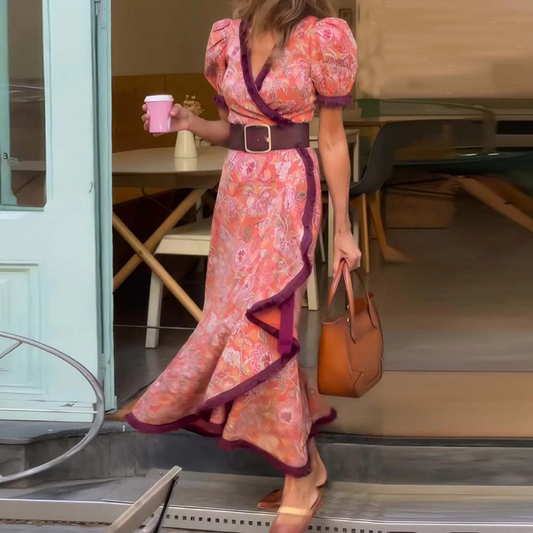 Lotte™ - Elegant lyserød maxikjole