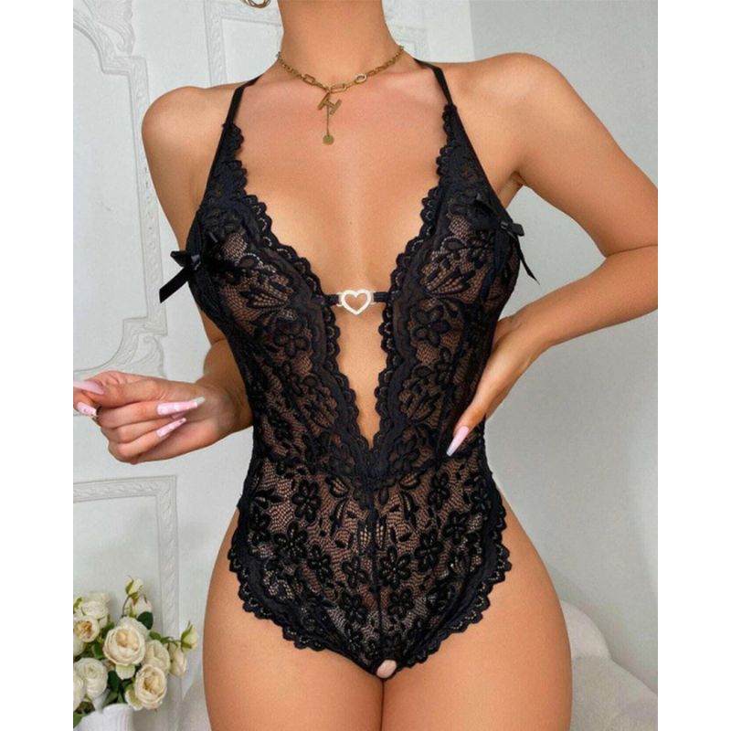 Eyla™ Forførende blonder pyjamas med åbent design