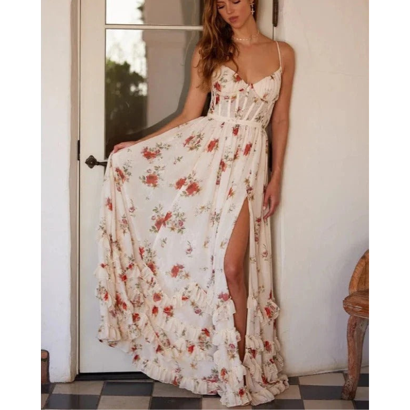 Sonja™ | Blomstret midi-kjole