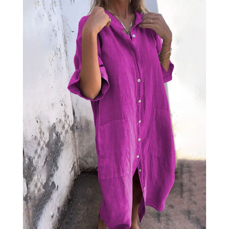 Melanie™ | Ibiza Style Casual Ankelhøj Skjortekjole