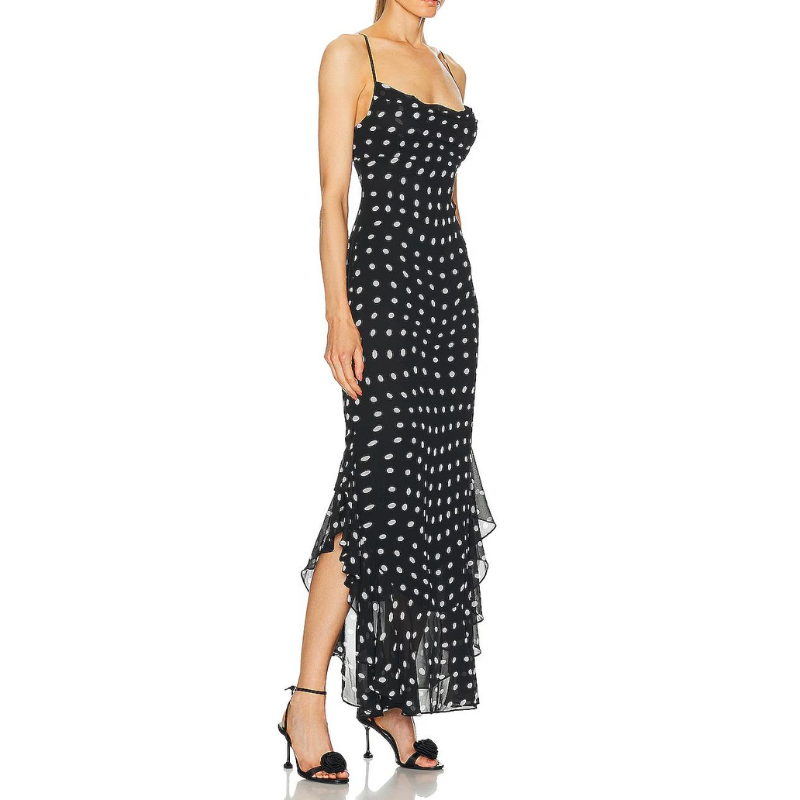 Almeta™ - Polka Ruffle Maxi Dress