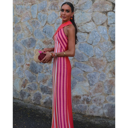 Nora™ - Elegant krydset stribet kjole