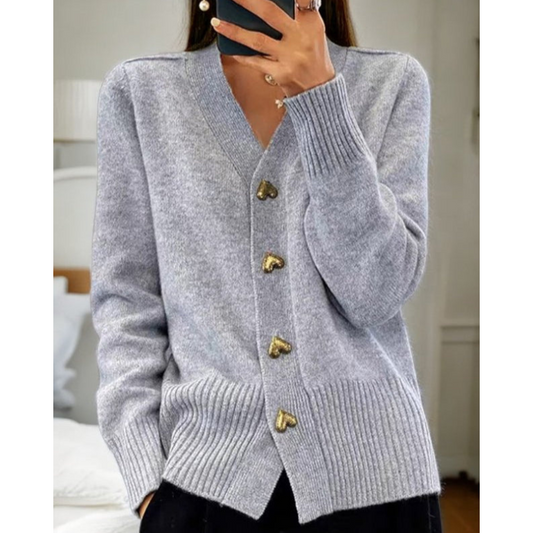 Adele™ | Blød cardigan med hjerteknapper