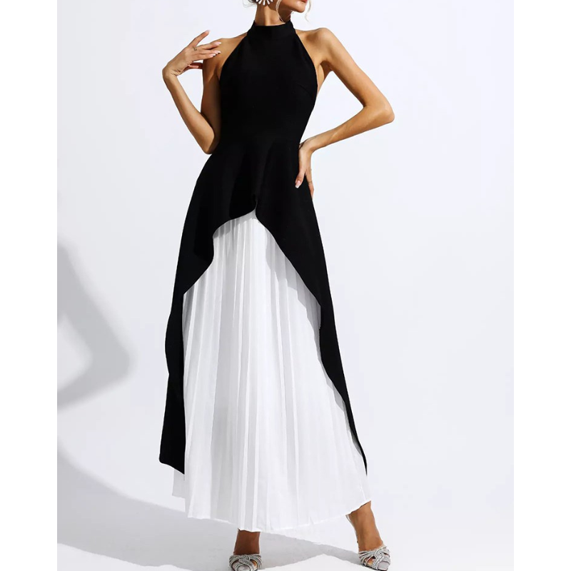 Inés™ | Lagdelt halterneck-kjole