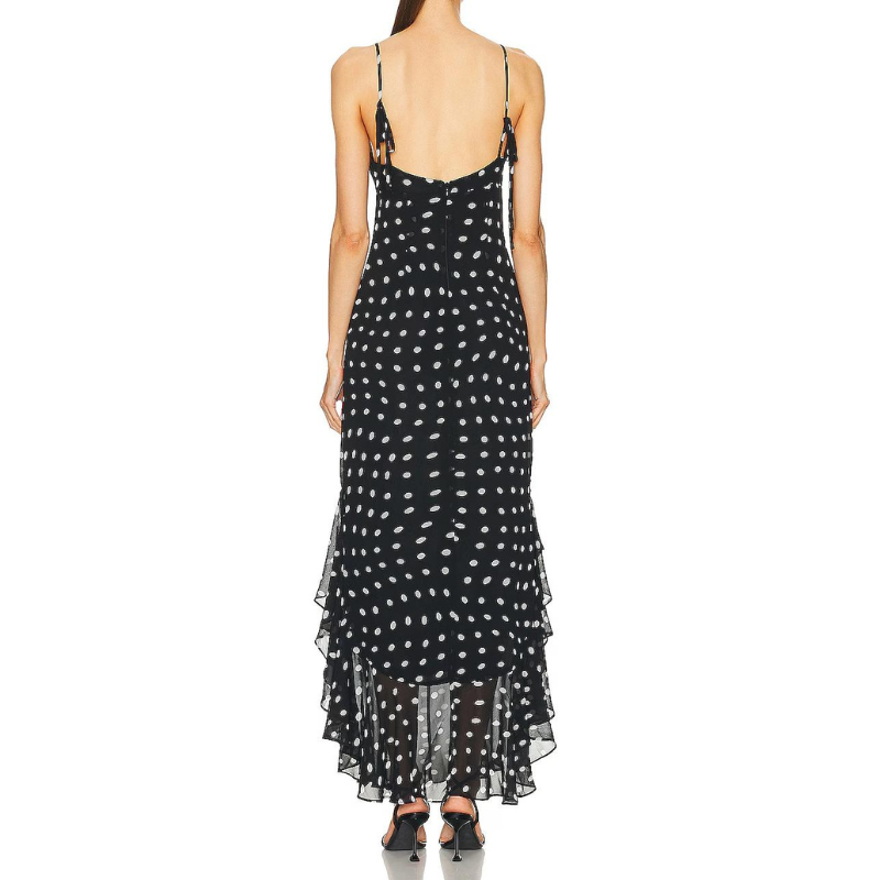 Almeta™ - Polka Ruffle Maxi Dress