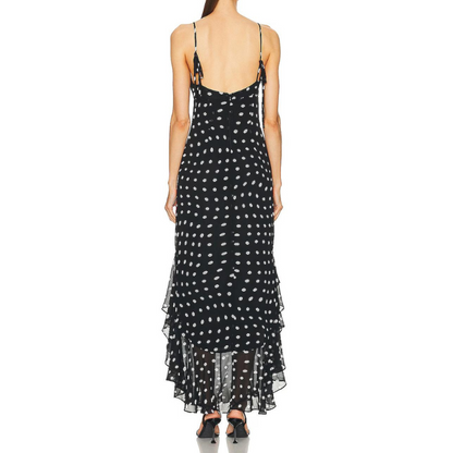 Almeta™ - Polka Ruffle Maxi Dress