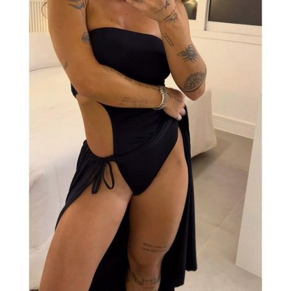 Julie™ - Bandeau-kjole med slids i siden og bånd