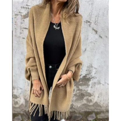 Aurora™ | Afslappet langærmet kappe med frynser