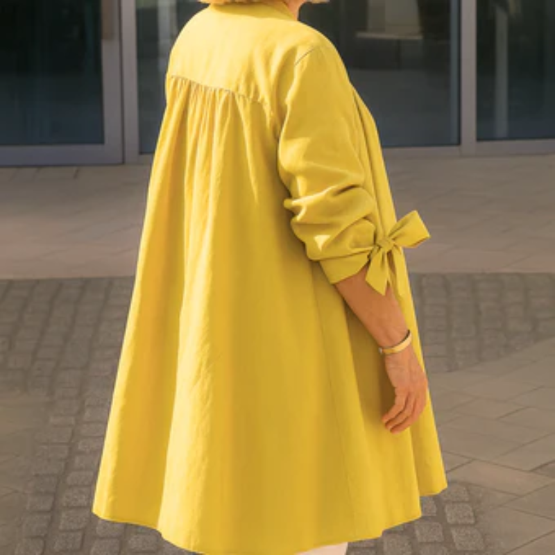 Louise™ | Ensfarvet skjortebluse med sløjfeærmer