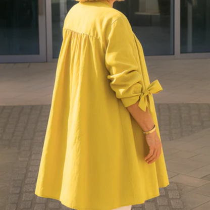 Louise™ | Ensfarvet skjortebluse med sløjfeærmer