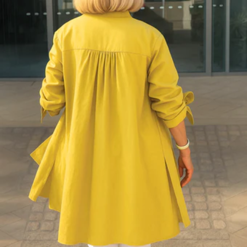 Louise™ | Ensfarvet skjortebluse med sløjfeærmer