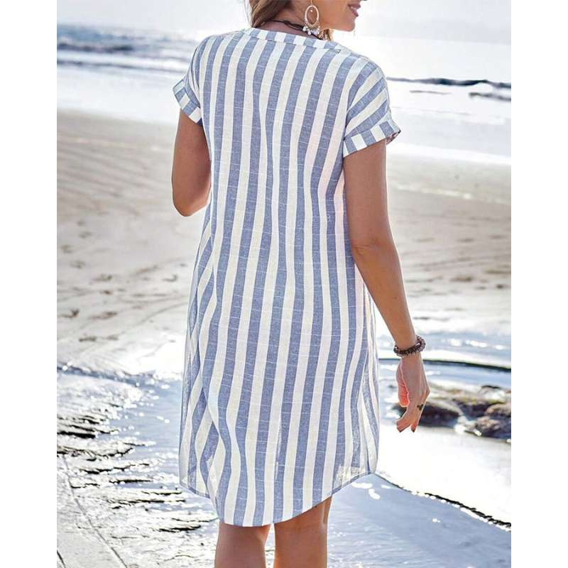 Martine™ | Elegant stribet skjortekjole