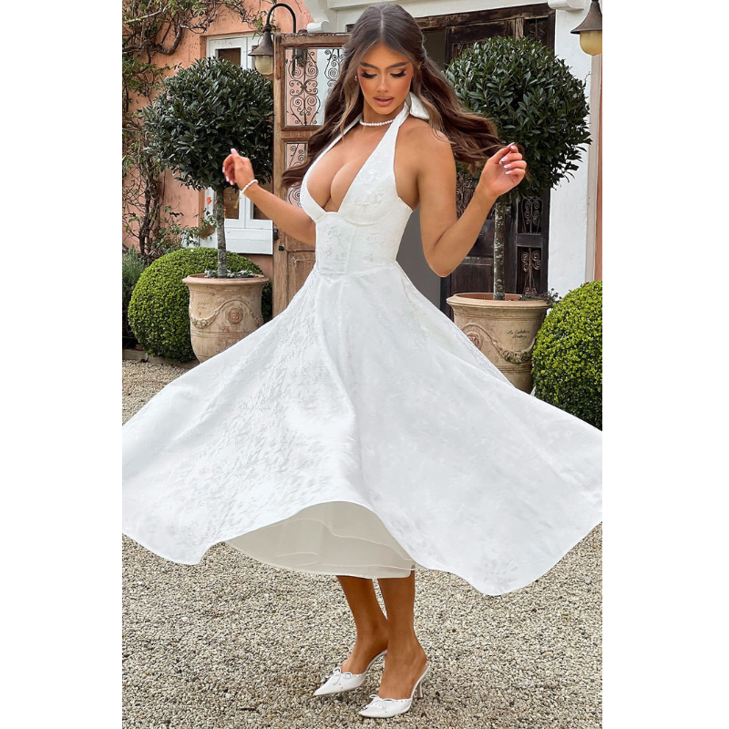 Ara™ | Midi-kjole med halskraveudskæring