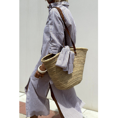 Sophia™ | Elegant stribet skjortekjole