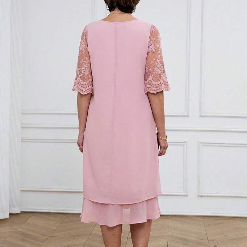 Kjole Moderne og elegant Blonder Midilang ærme