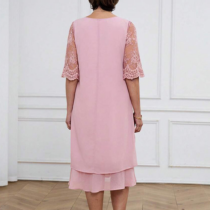 Kjole Moderne og elegant Blonder Midilang ærme