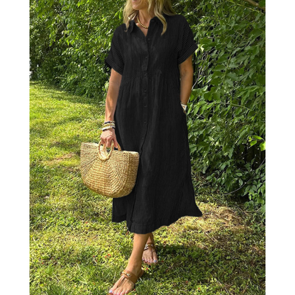 Sara™ - Stribet kjole med sidelommer