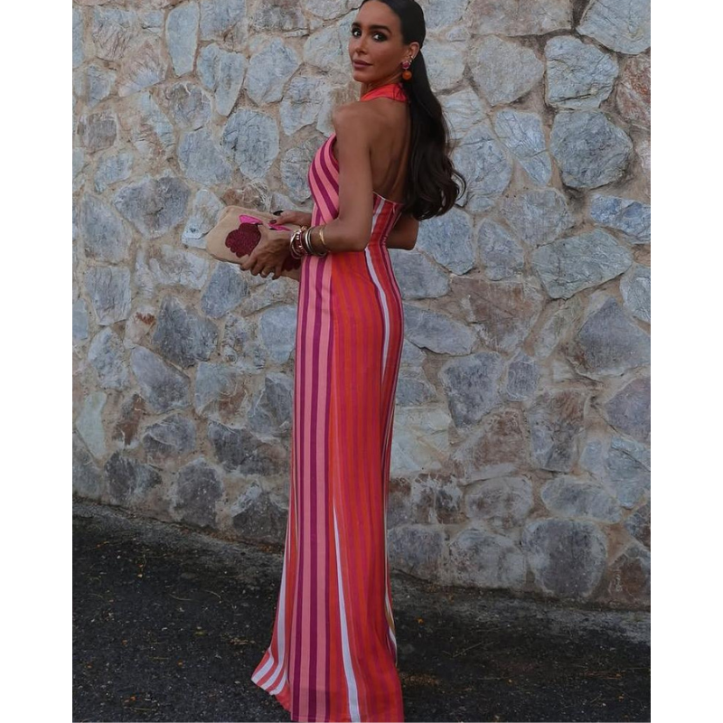 Nora™ - Elegant krydset stribet kjole