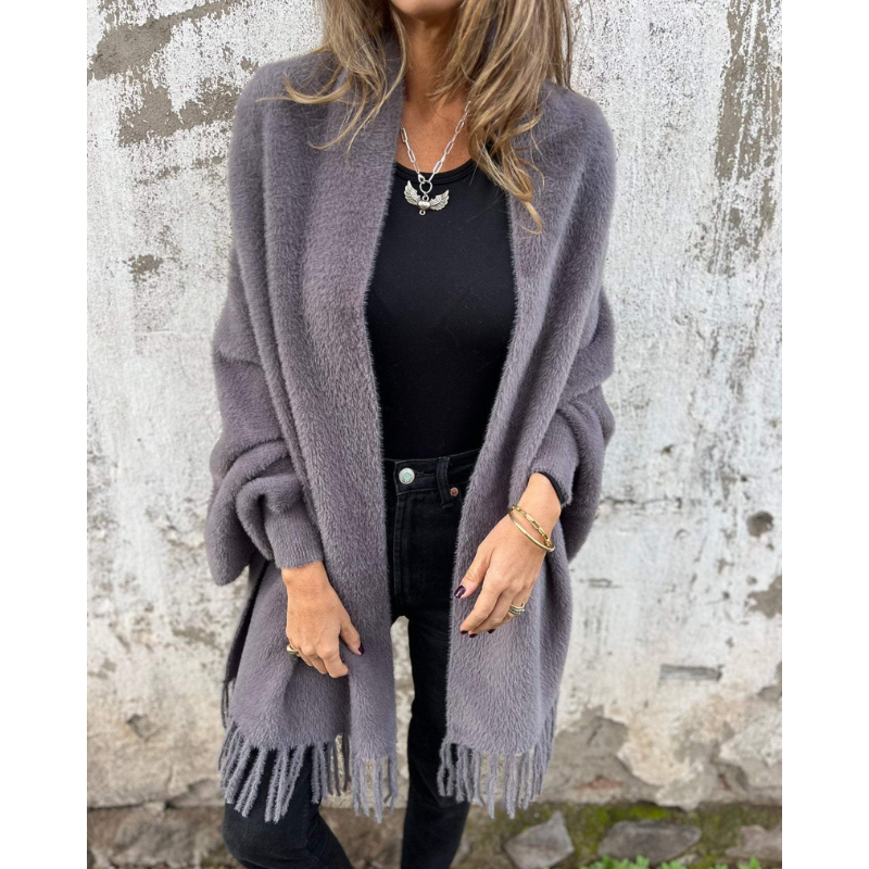 Aurora™ | Afslappet langærmet kappe med frynser