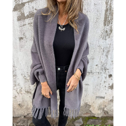 Aurora™ | Afslappet langærmet kappe med frynser