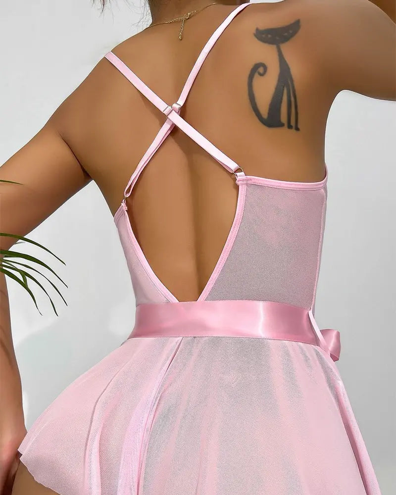 Thyra™ | Sexet blonde bodysuit med sløjfe