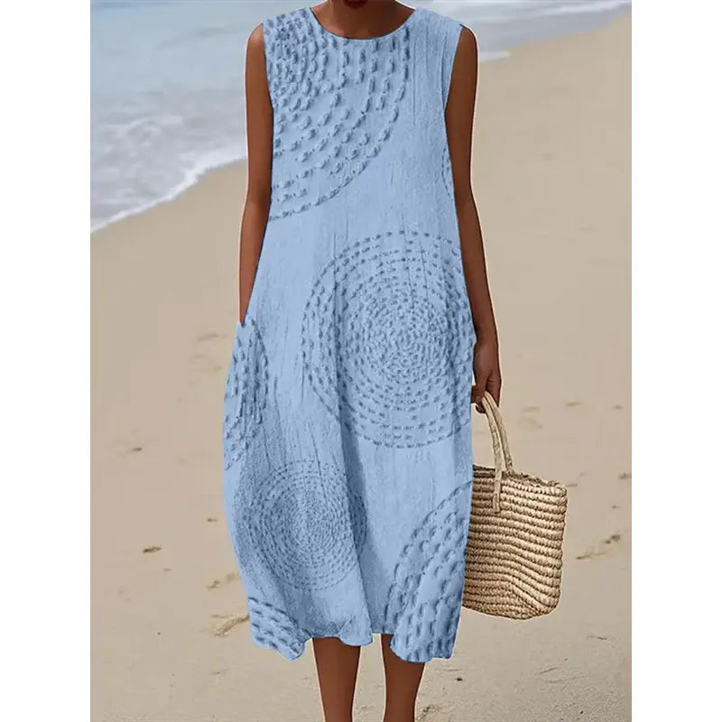 Maelle™ | Ærmeløs lang kjole med struktureret mønster