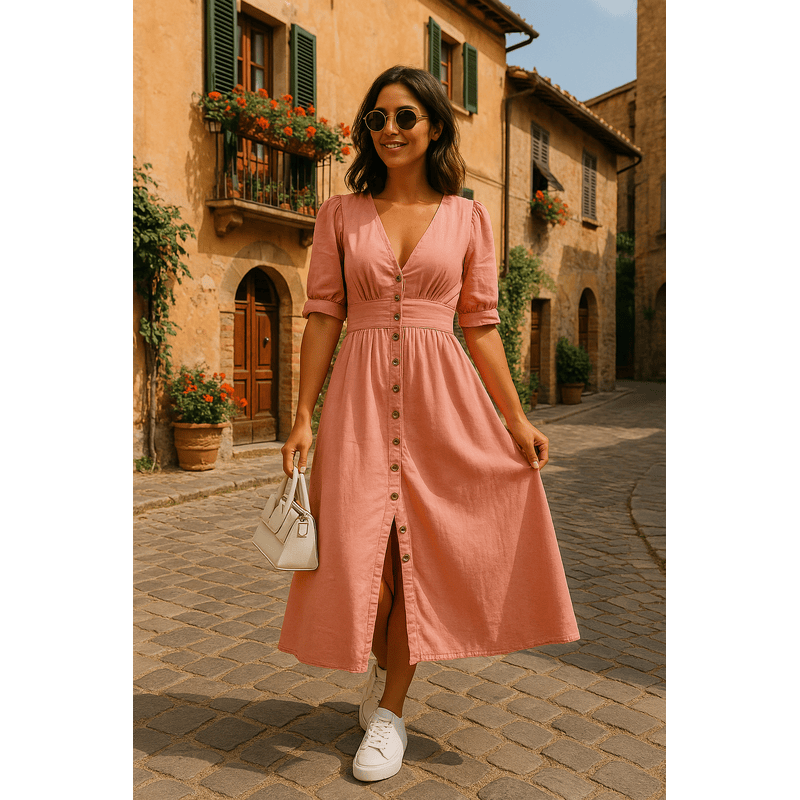 Clara Belle™ | Elegant kjole med knapper