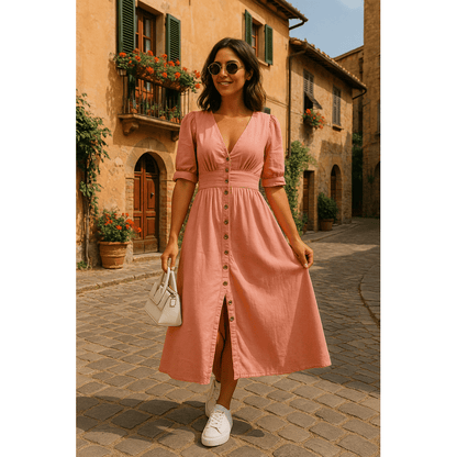 Clara Belle™ | Elegant kjole med knapper