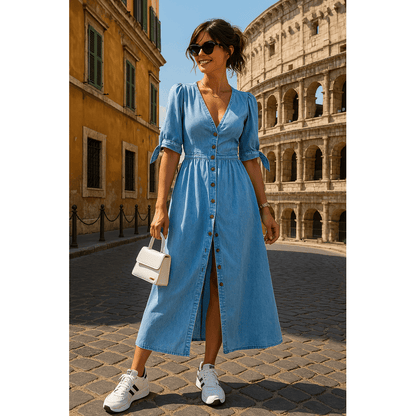 Clara Belle™ | Elegant kjole med knapper