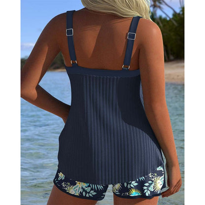 Tankini Stribet To-delt Badeshorts
