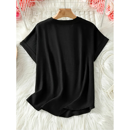 Elegant ensfarvet bluse