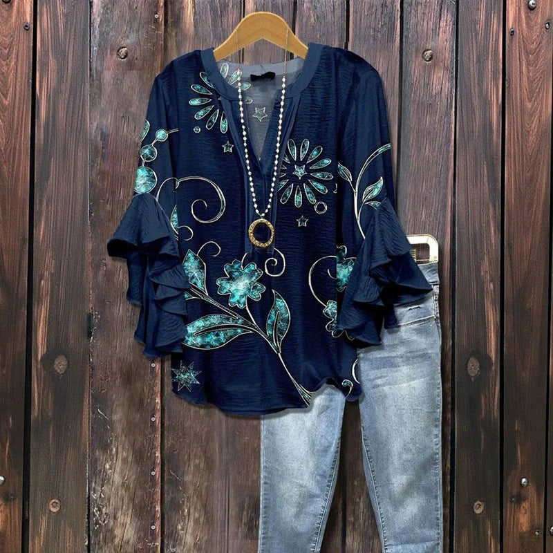 Johanne™ | Vintage bluse med blomsterprint