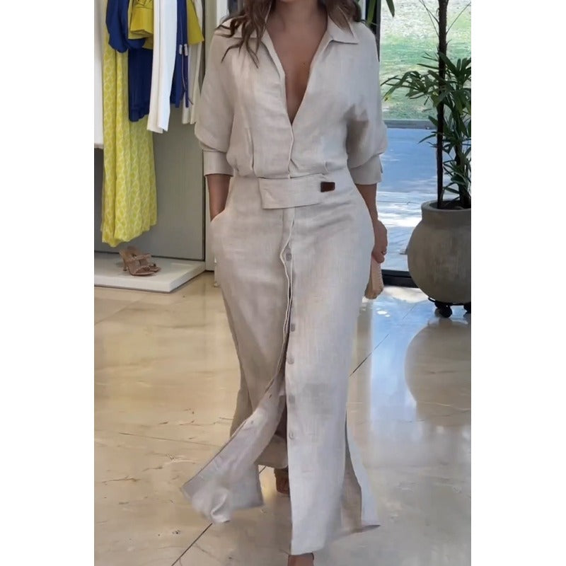 Jeanette™ | Maxikjole med V-hals